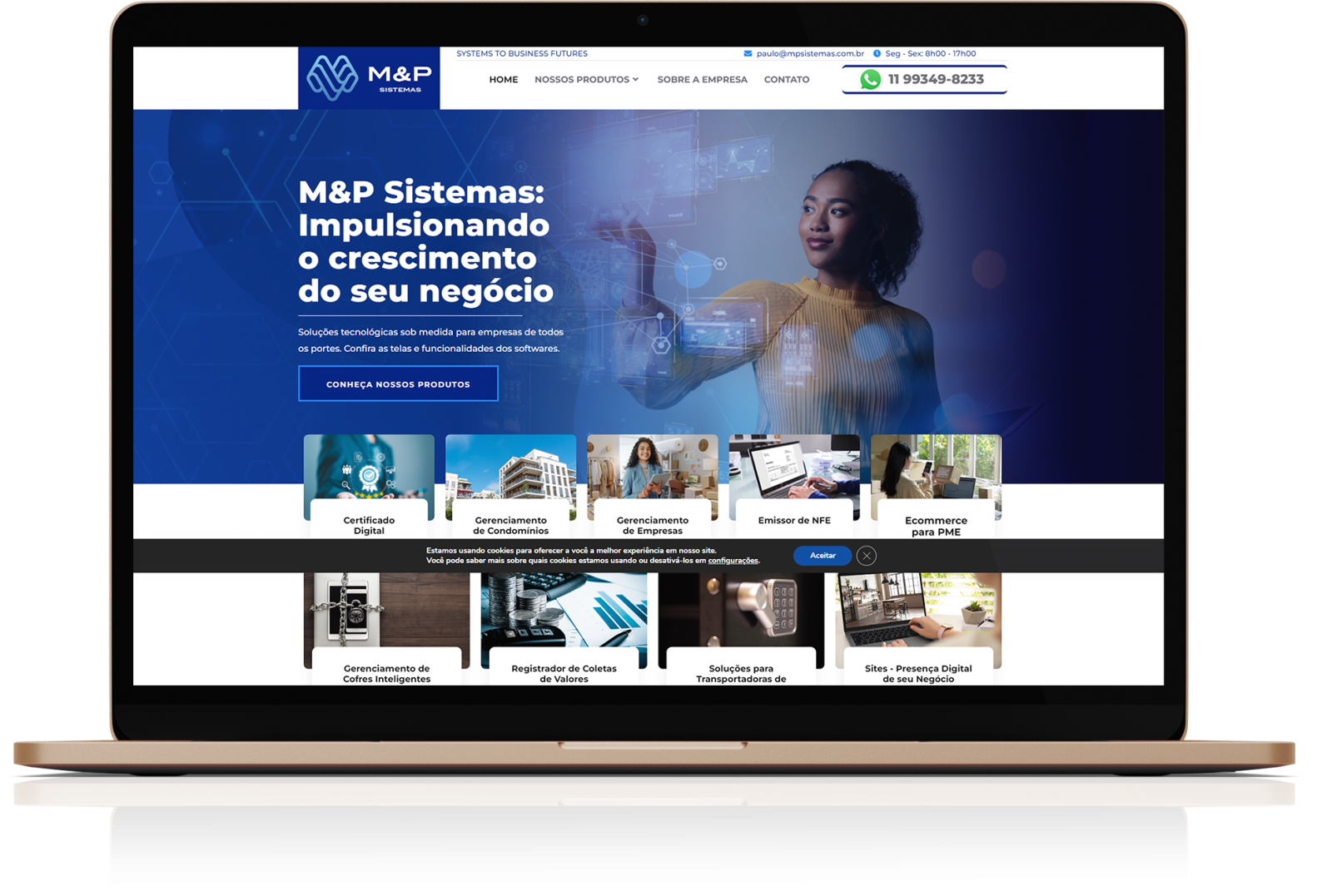 Site Institucional / Vitrine de Produtos — M&P Sistemas